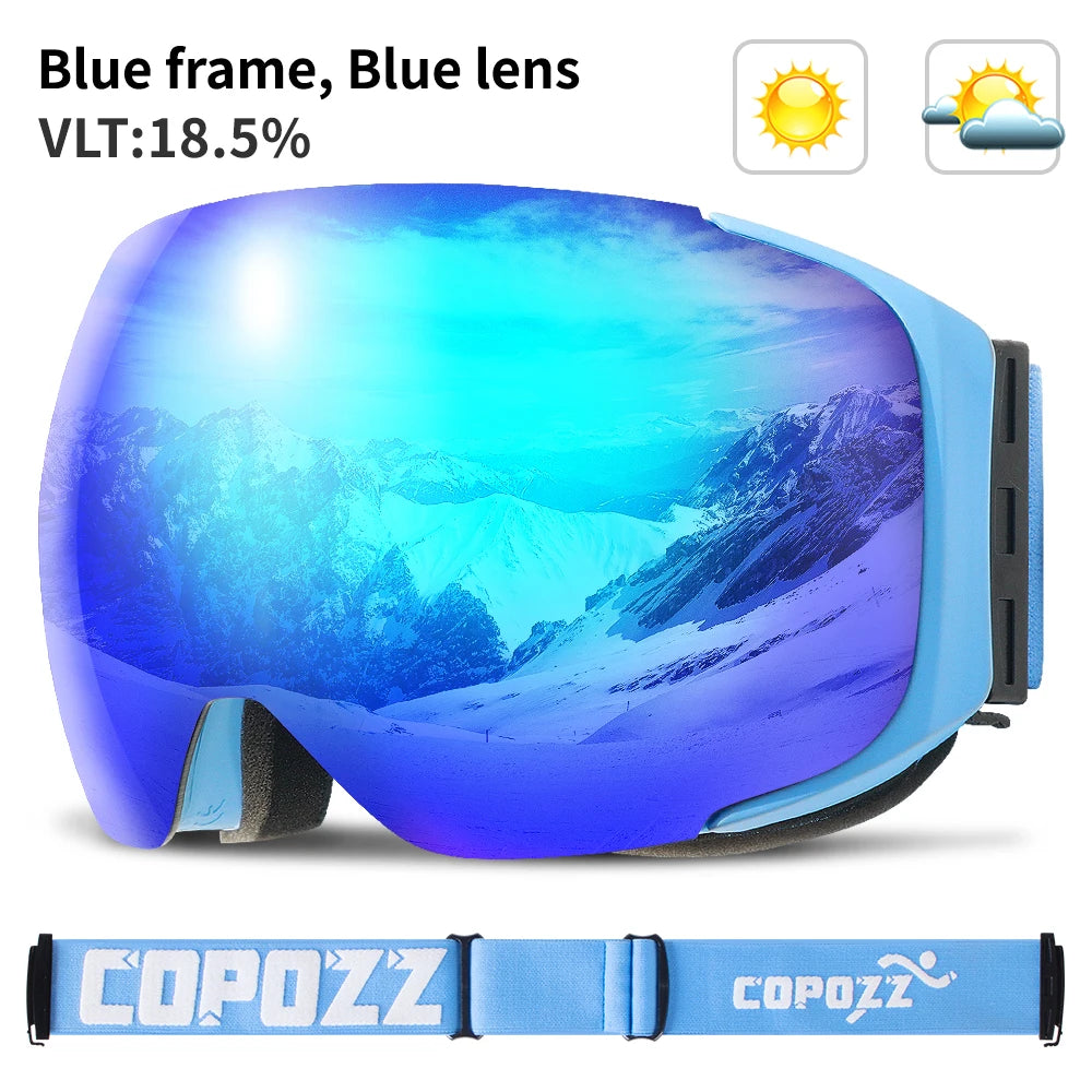 Magnetic Lens Ski Goggles With Uv400 Anti Fog Mirror Coating 32781668452-Frame Red