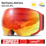Magnetic Lens Ski Goggles With Uv400 Anti Fog Mirror Coating 32781668452-Frame Red