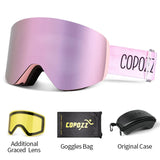 Magnetic Quick Change Double Layer Anti Fog Ski Goggles Set 1005007171669020-Aurora blue set