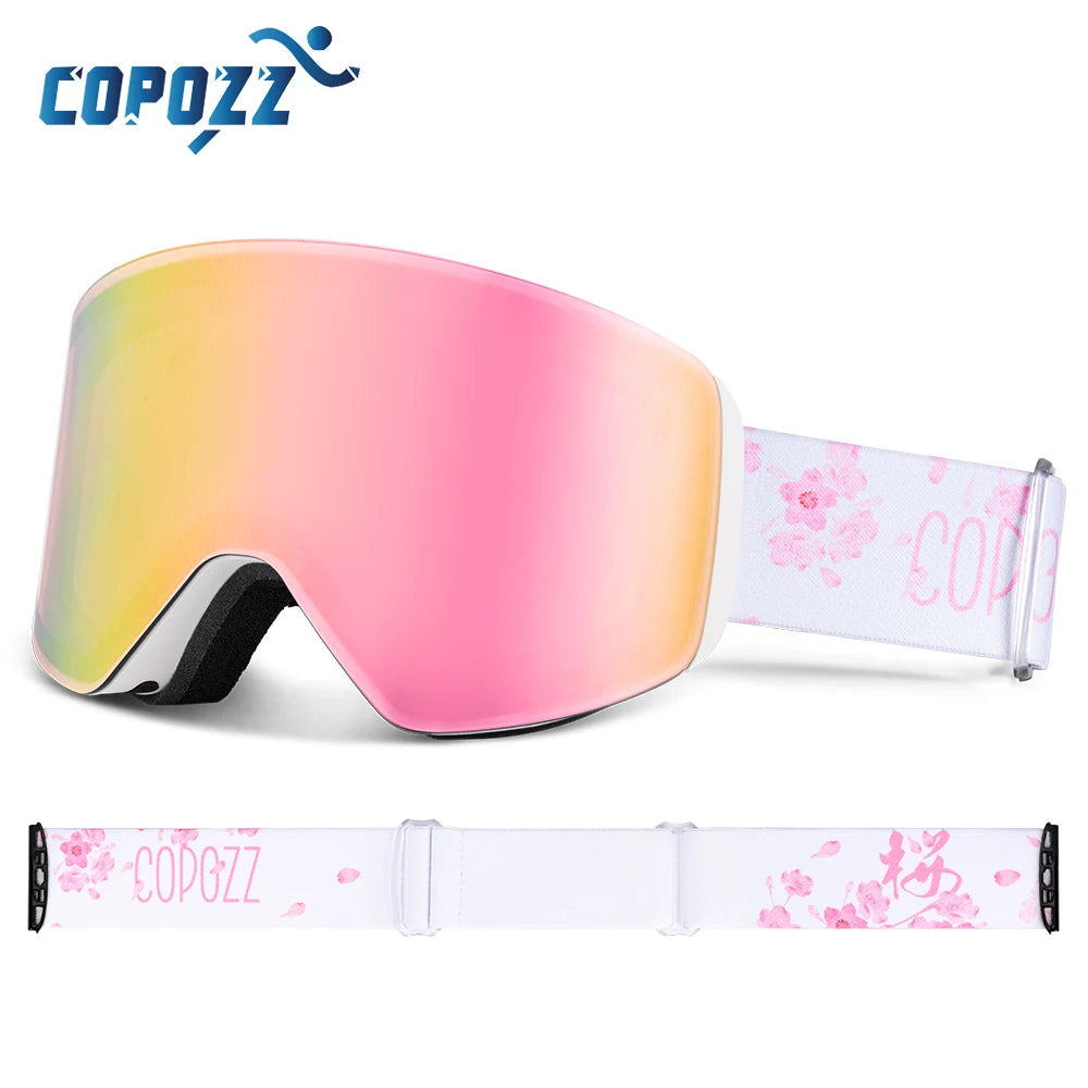 Magnetic Quick Change Double Layer Anti Fog Ski Goggles Set 1005007171669020-Aurora blue set