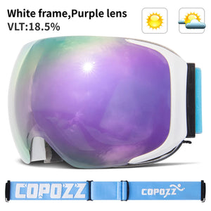 Magnetic Ski Goggles With Uv400 Anti Fog Double Layer Lens 1005007476876414-lens purple
