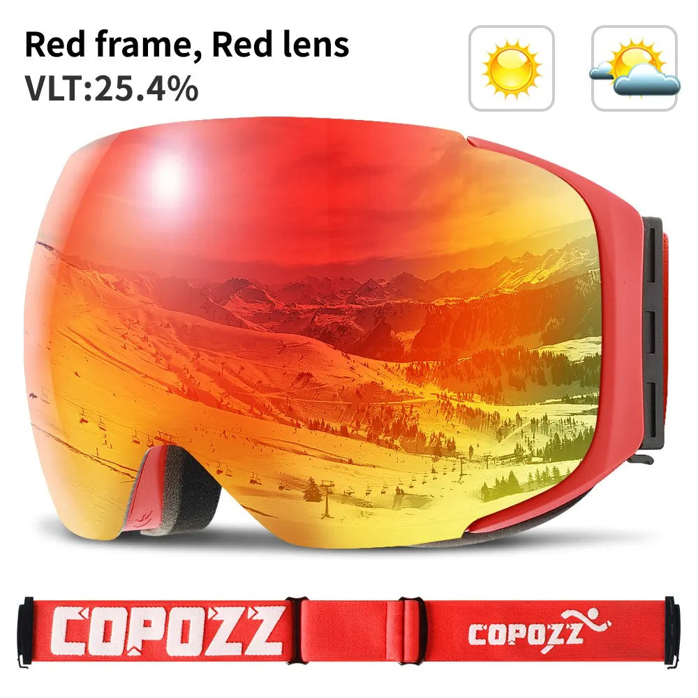 Magnetic Ski Goggles With Uv400 Anti Fog Double Layer Lens 1005007476876414-lens purple