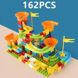 Marble Maze Game Building Toy for Kid, Marble Track Race Set & STEM Learning Toys, Marble Maze Ball Track Building Duplo Blocks