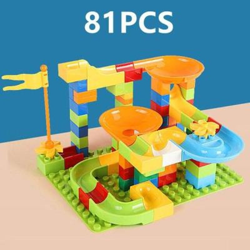 Marble Maze Game Building Toy for Kid, Marble Track Race Set & STEM Learning Toys, Marble Maze Ball Track Building Duplo Blocks