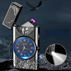 Metal Dual Arc Usb Lighter With Dial, Valentines Gifts For Him 1005005073883067-silver