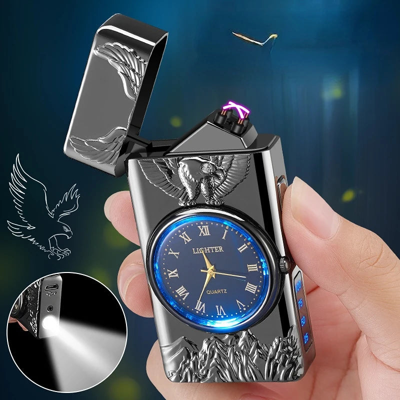 Metal Dual Arc Usb Lighter With Dial, Valentines Gifts For Him 1005005073883067-silver