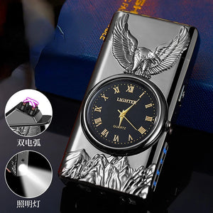 Metal Dual Arc Usb Lighter With Dial, Valentines Gifts For Him 1005005073883067-silver