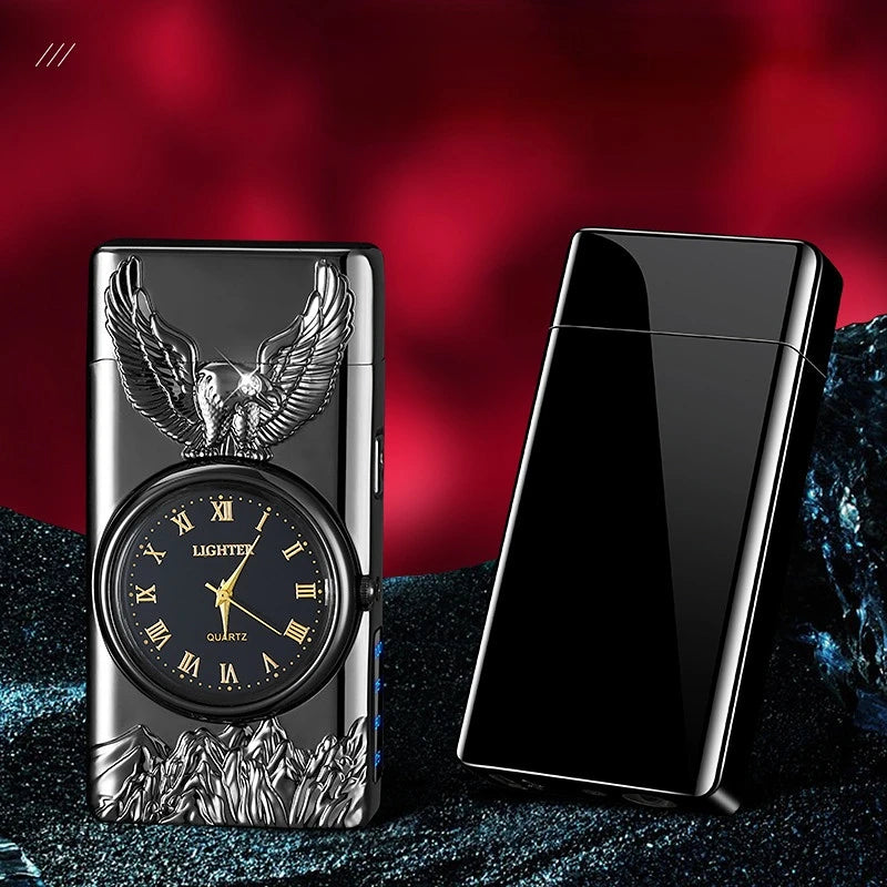Metal Dual Arc Usb Lighter With Dial, Valentines Gifts For Him 1005005073883067-silver