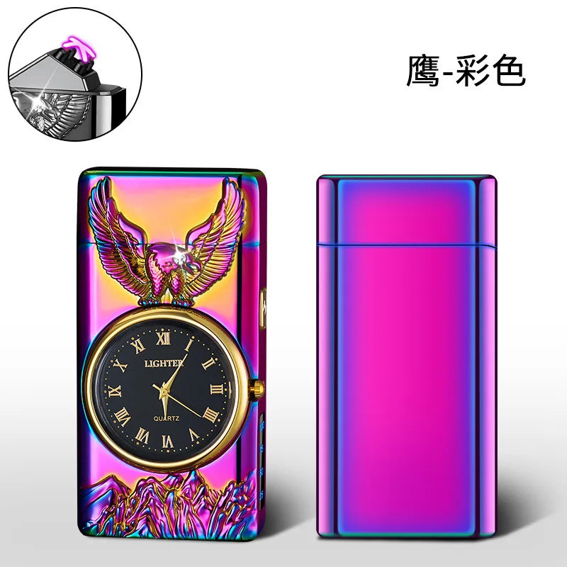 Metal Dual Arc Usb Lighter With Dial, Valentines Gifts For Him 1005005073883067-silver