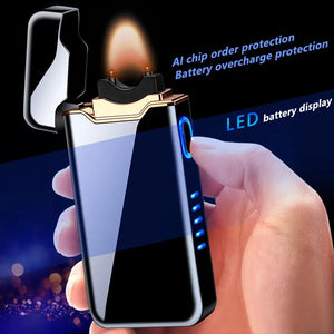 Metal Usb Rechargeable Pulse Arc Lighter With Valentines Gifts For Him 1005005002562474-Silver ice