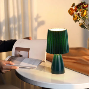 Ceramic Pleated Led Nightstand Lamp, Warm Color, Decorative Interior Lighting, For Living Room