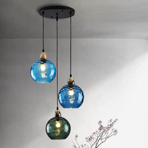 Modern Simple Colored Water Pattern Glass Ball Pendant Light
