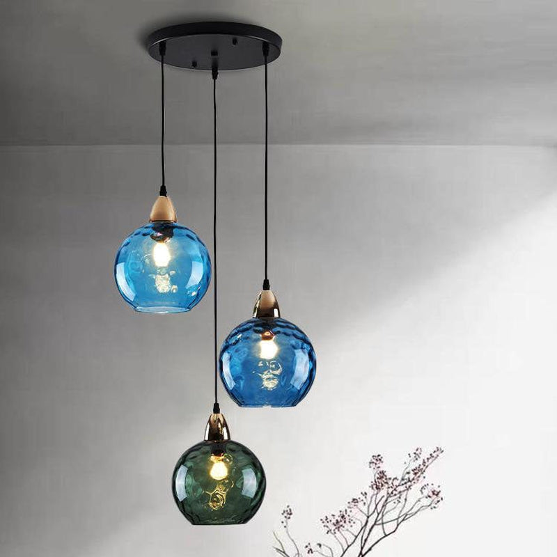 Modern Simple Colored Water Pattern Glass Ball Pendant Light