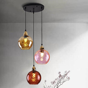 Modern Simple Colored Water Pattern Glass Ball Pendant Light