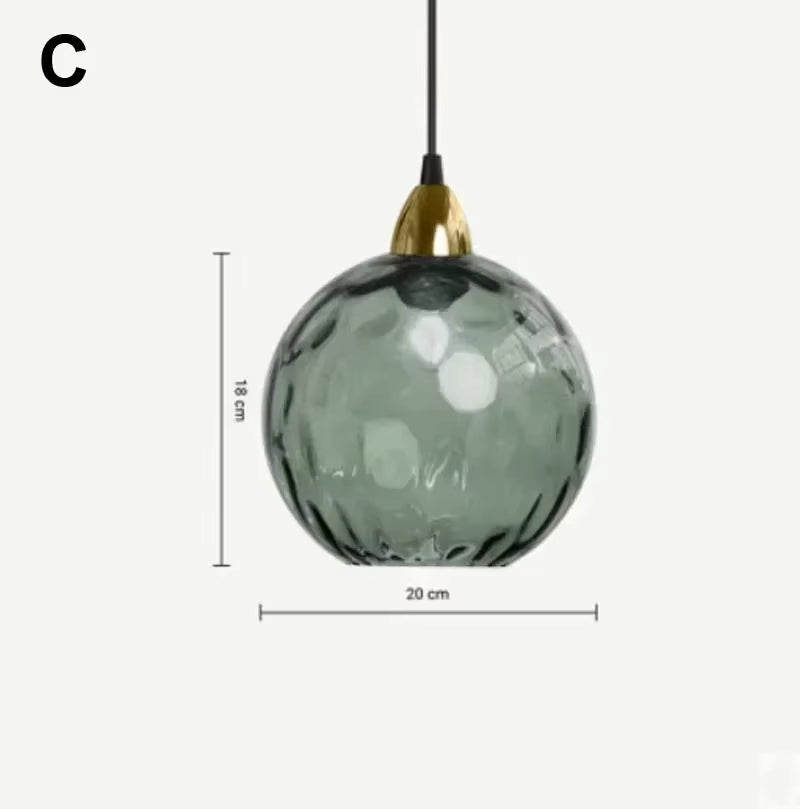 Modern Simple Colored Water Pattern Glass Ball Pendant Light