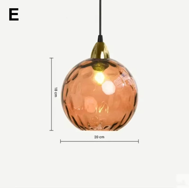 Modern Simple Colored Water Pattern Glass Ball Pendant Light