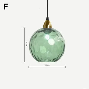 Modern Simple Colored Water Pattern Glass Ball Pendant Light