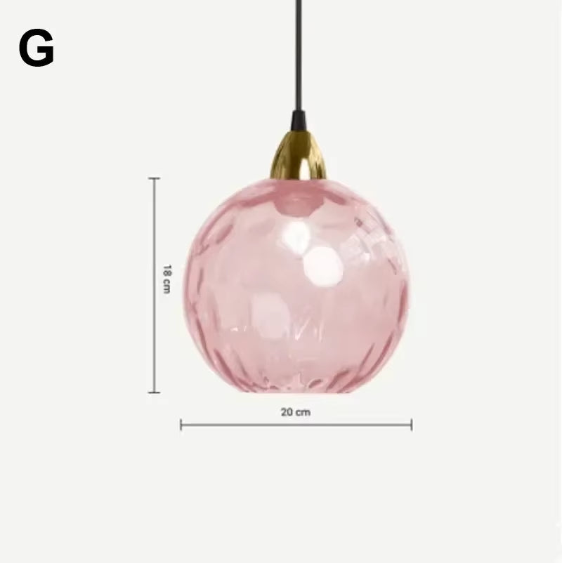 Modern Simple Colored Water Pattern Glass Ball Pendant Light