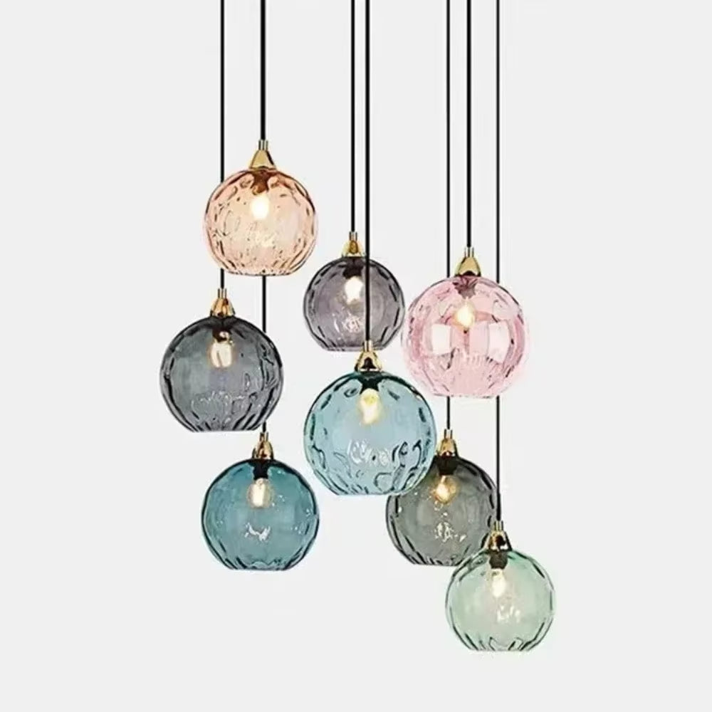 Modern Simple Colored Water Pattern Glass Ball Pendant Light