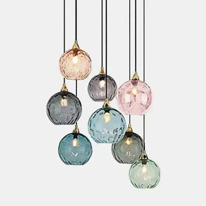 Modern Simple Colored Water Pattern Glass Ball Pendant Light