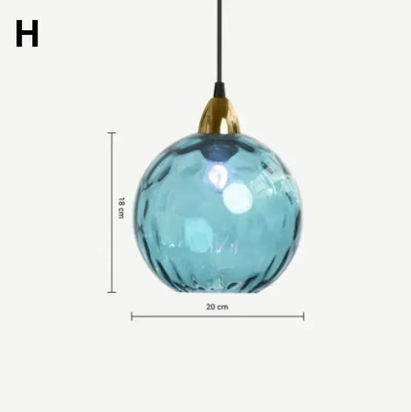 Modern Simple Colored Water Pattern Glass Ball Pendant Light