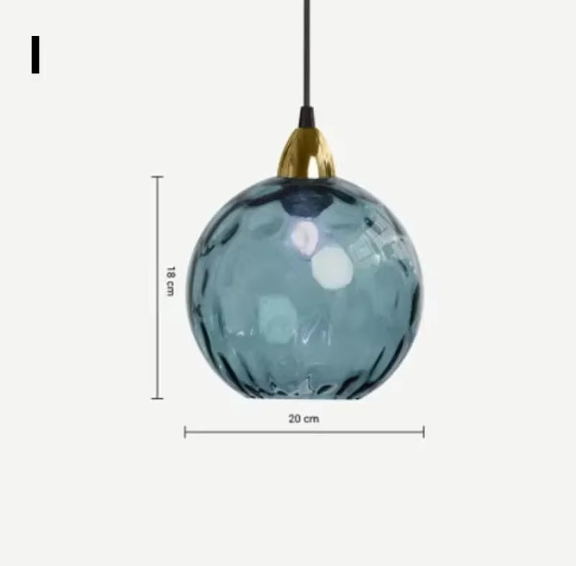 Modern Simple Colored Water Pattern Glass Ball Pendant Light