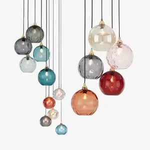 Modern Simple Colored Water Pattern Glass Ball Pendant Light