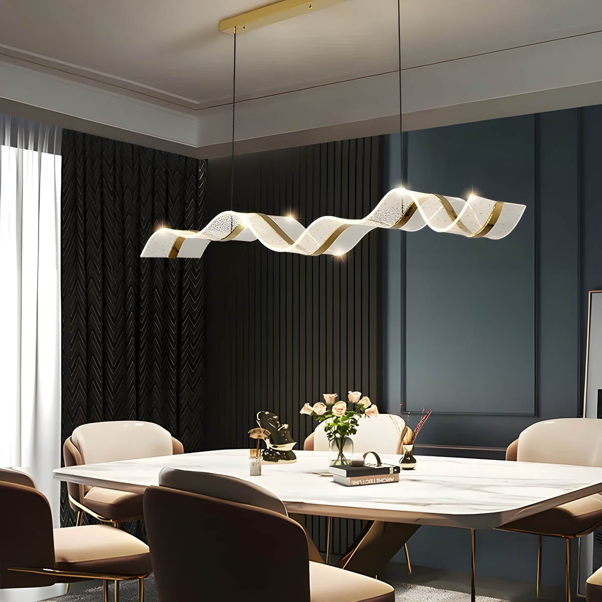 Modern Wave Pendant Light with LED Illumination