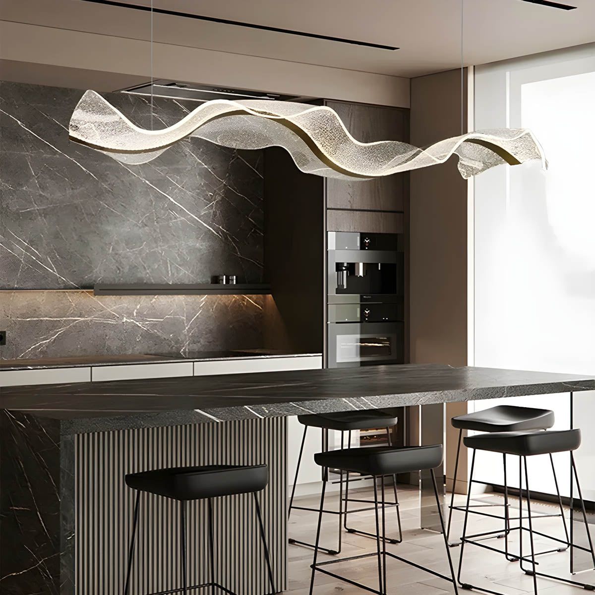 Modern Wave Pendant Light with LED Illumination
