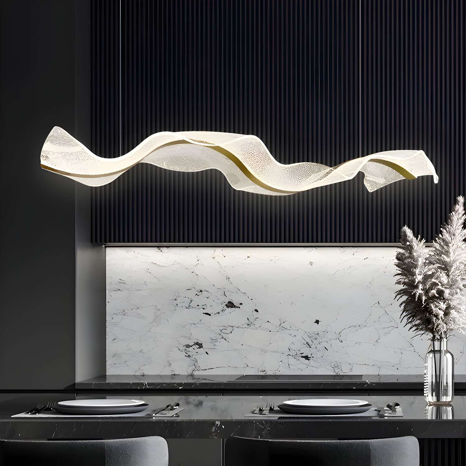 Modern Wave Pendant Light with LED Illumination