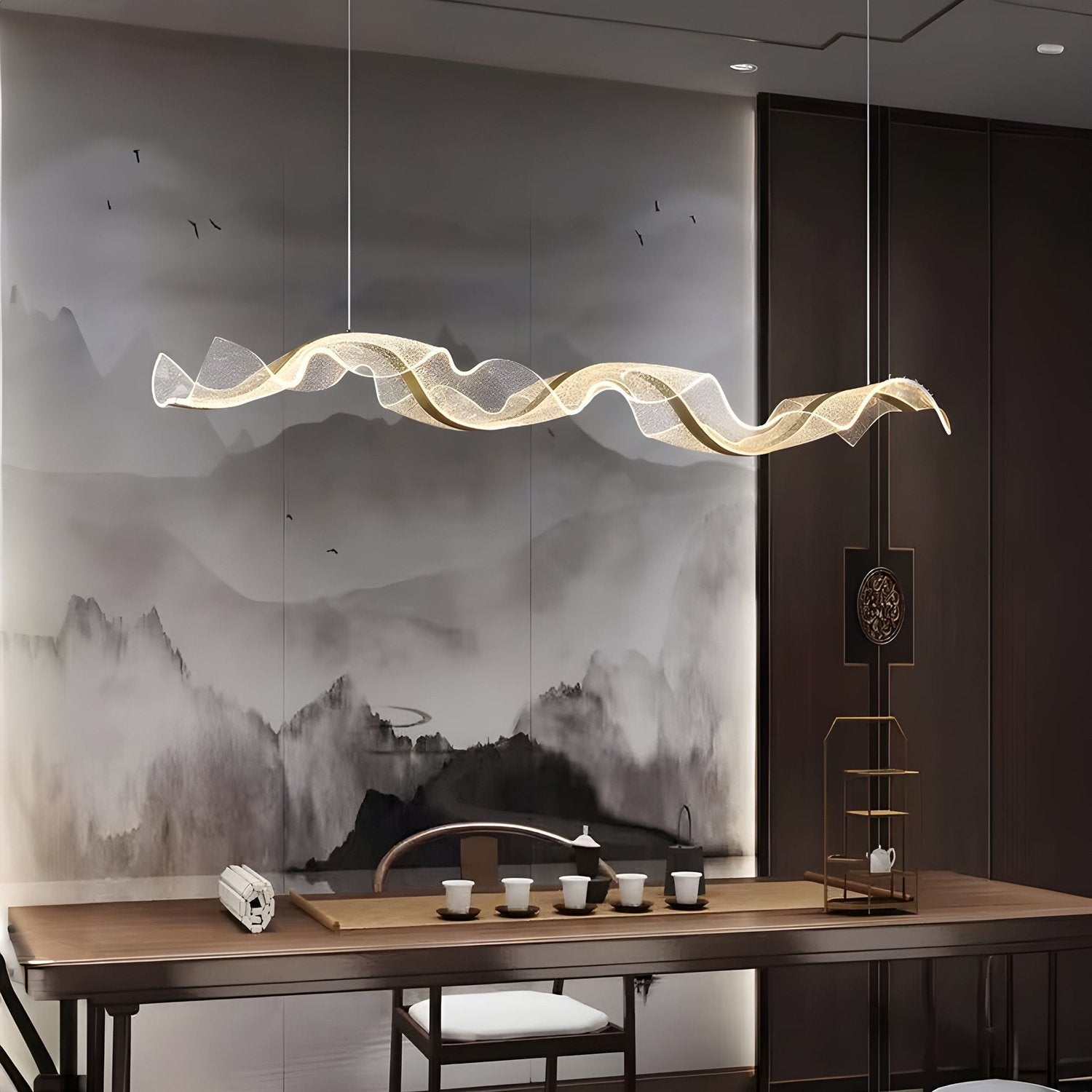 Modern Wave Pendant Light with LED Illumination