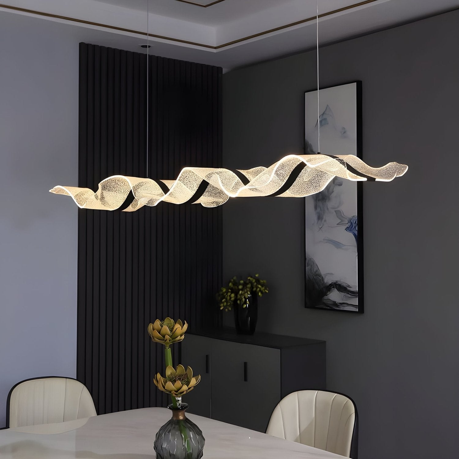 Modern Wave Pendant Light with LED Illumination