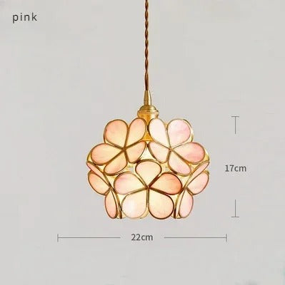Modern Brass Flower Glass Pendant Light