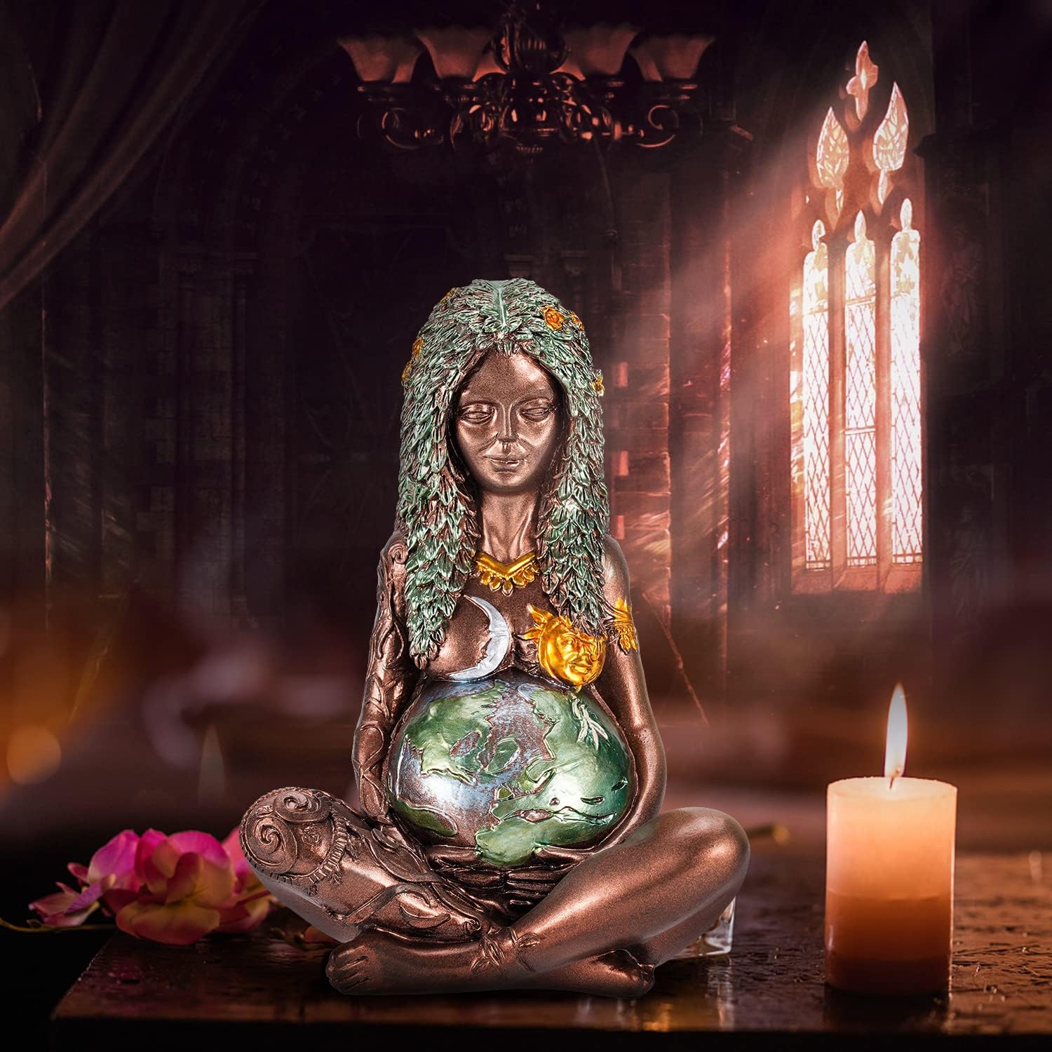 Mother Earth Statue, Fertility Nature Gaia Goddess Statue, Wiccan Altar Table Supplies
