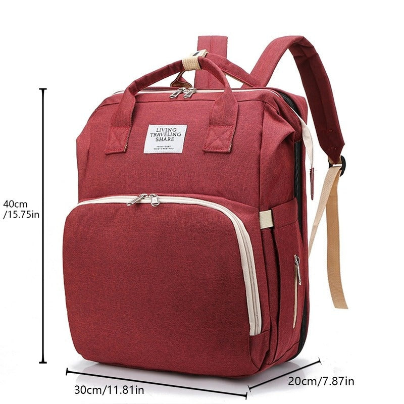 Multifunctional Diaper Backpack with Foldable Changing Bed