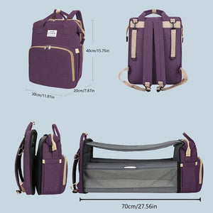 Multifunctional Diaper Backpack with Foldable Changing Bed