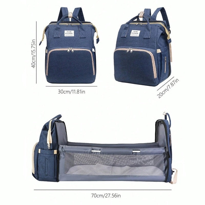 Multifunctional Diaper Backpack with Foldable Changing Bed