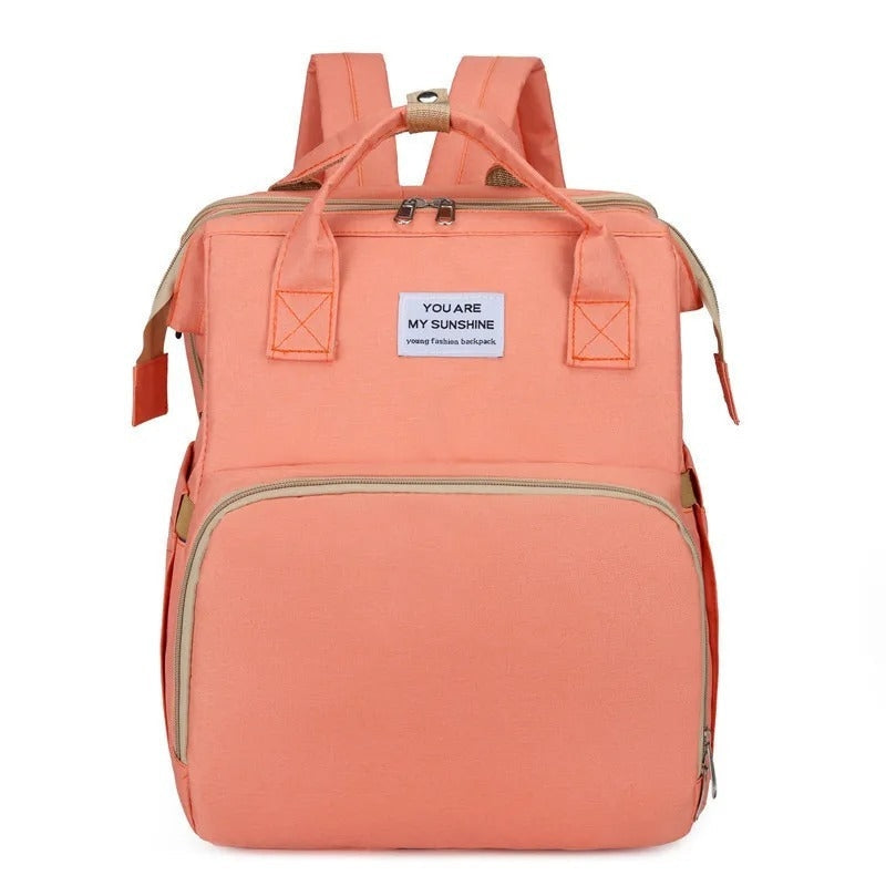 Multifunctional Diaper Backpack with Foldable Changing Bed