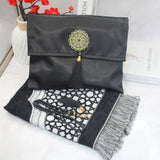 Muslim Prayer Rug Set With Carry Bag And Beads Anti Slip 1005009474721931-black