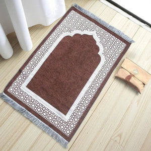Muslim Prayer Rug Set With Carry Bag And Beads Anti Slip 1005009474721931-black