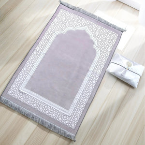 Muslim Prayer Rug Set With Carry Bag And Beads Anti Slip 1005009474721931-black