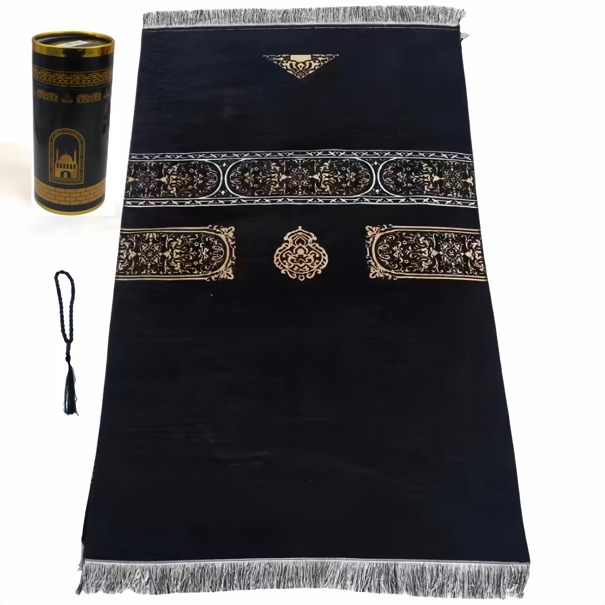 Muslim Prayer Rug With Prayer Beads In Elegant Cylinder Gift Box 1005009355222449-01