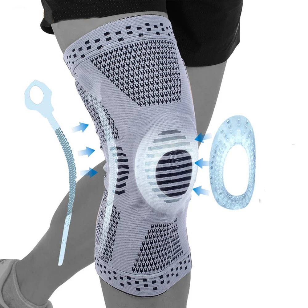 Patellar Knee Compression Sleeve Brace With Silicone Pad And Springs 1005008703526913-Red X2-M