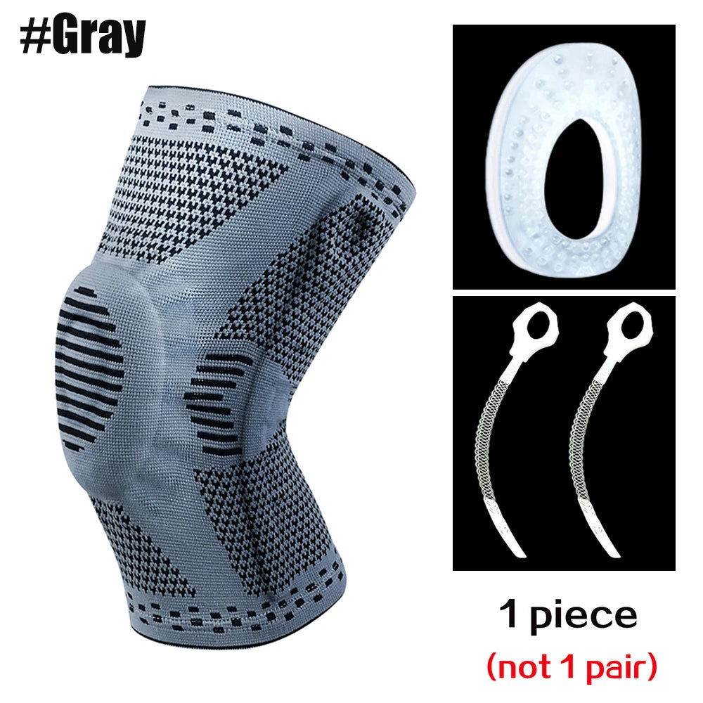 Patellar Knee Compression Sleeve Brace With Silicone Pad And Springs 1005008703526913-Red X2-M