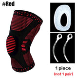 Patellar Knee Compression Sleeve Brace With Silicone Pad And Springs 1005008703526913-Red X2-M