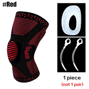 Patellar Knee Compression Sleeve Brace With Silicone Pad And Springs 1005008703526913-Red X2-M