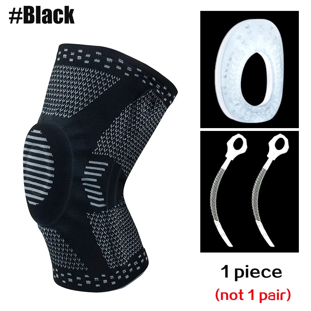 Patellar Knee Compression Sleeve Brace With Silicone Pad And Springs 1005008703526913-Red X2-M