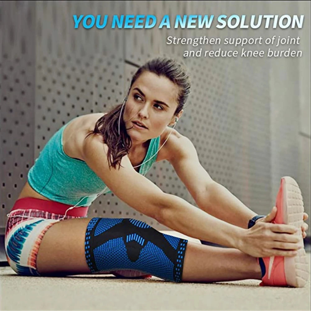 Patellar Knee Compression Sleeve Brace With Silicone Pad And Springs 1005008703526913-Red X2-M