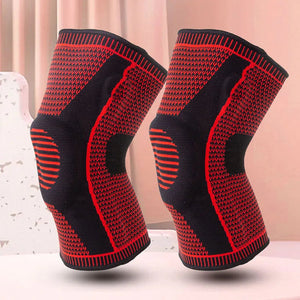Patellar Knee Compression Sleeve Brace With Silicone Pad And Springs 1005008703526913-Red X2-M