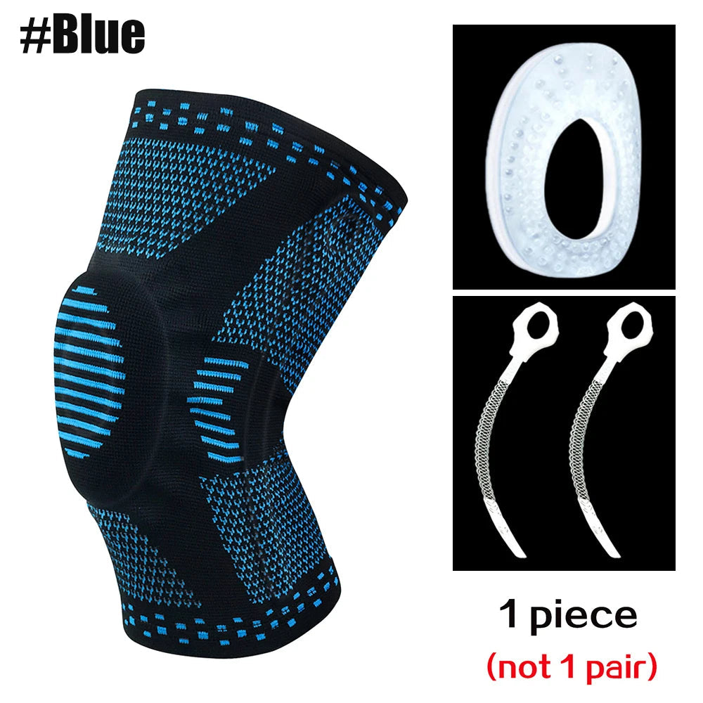 Patellar Knee Compression Sleeve Brace With Silicone Pad And Springs 1005008703526913-Red X2-M